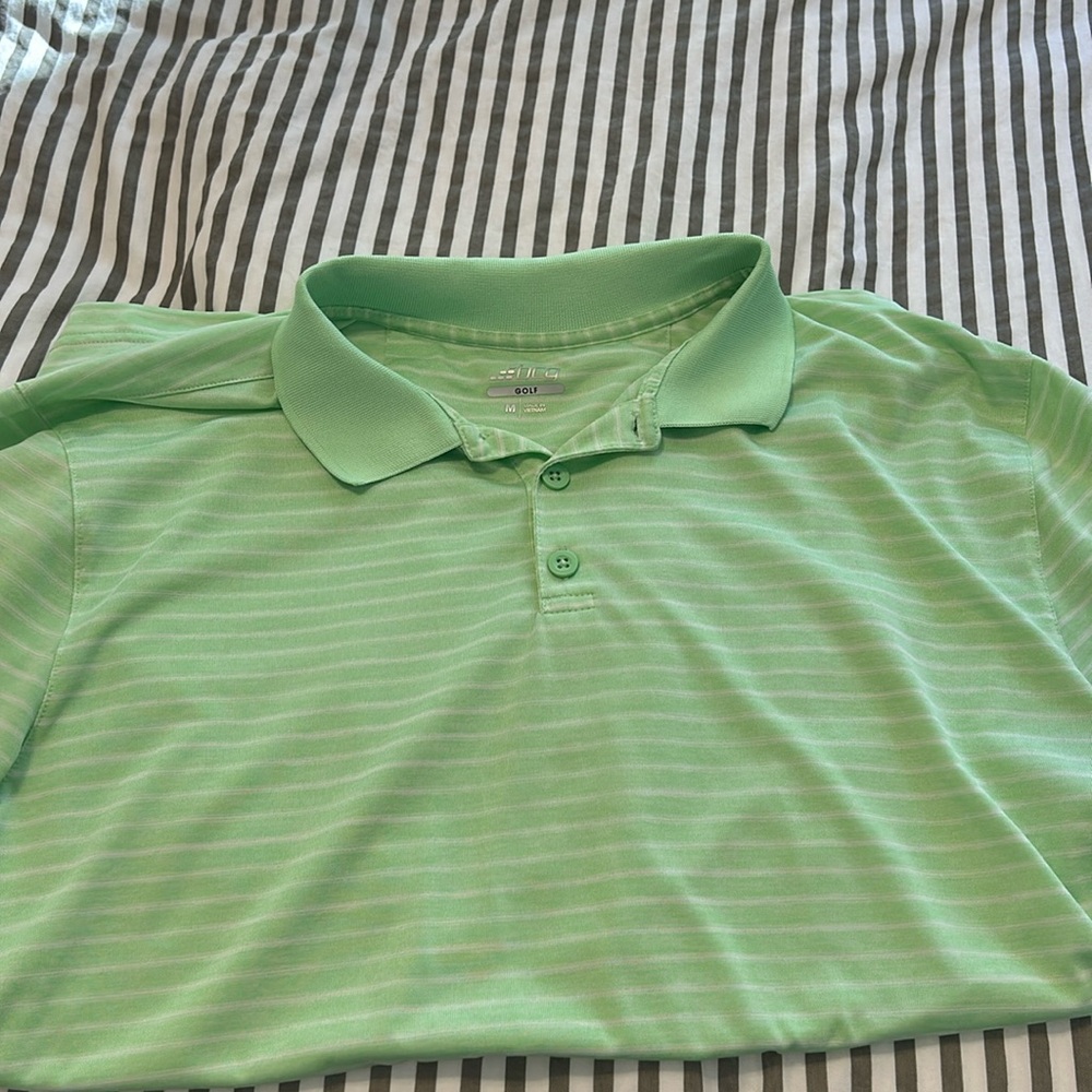Lime Green Striped BCG Golf Polo MEDIUM